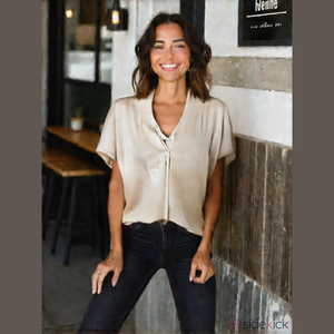 Alfani Dolman Blouse, Pale Pink, V-Neck, size XL